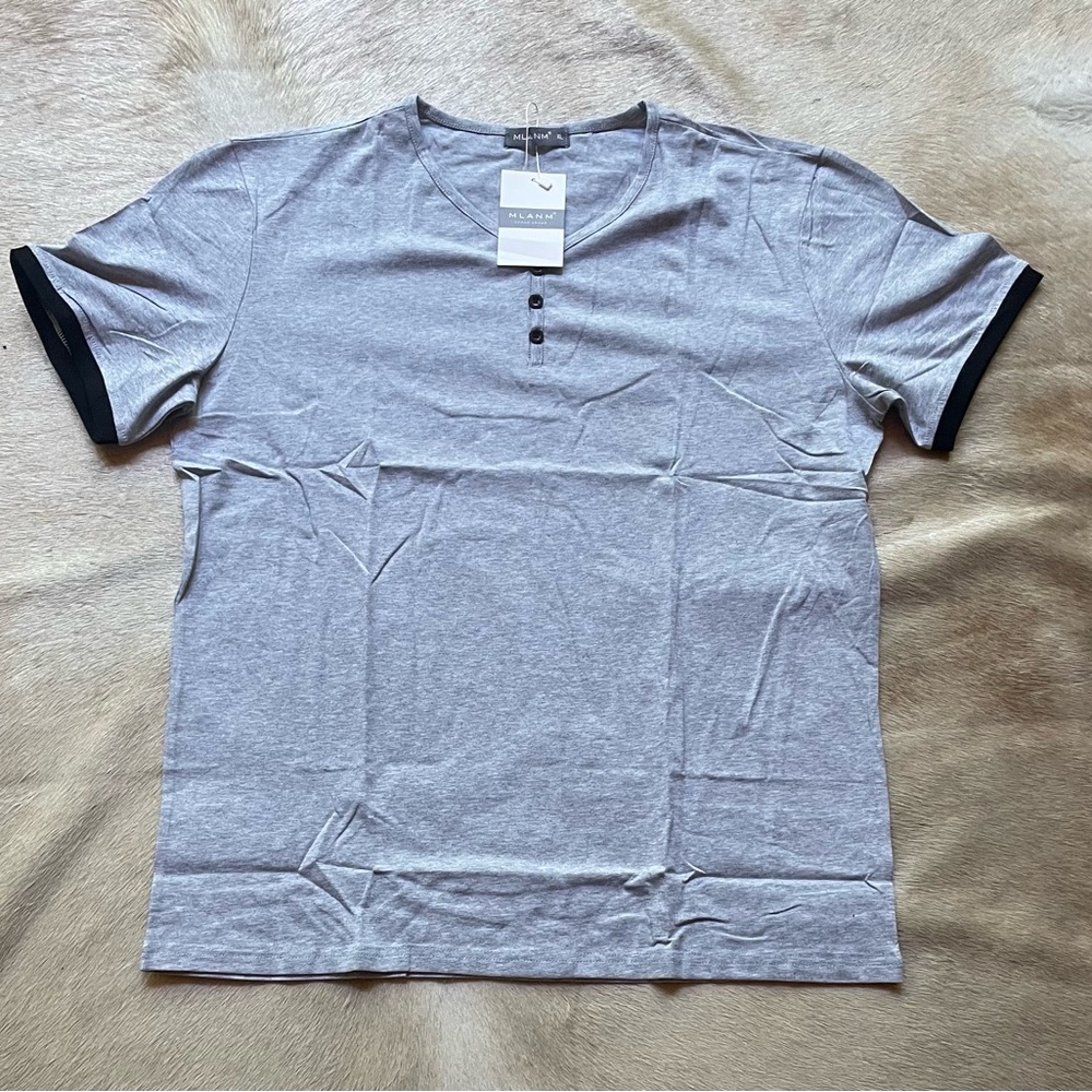 Casual Gray MLANM T-Shirt with Black Trim